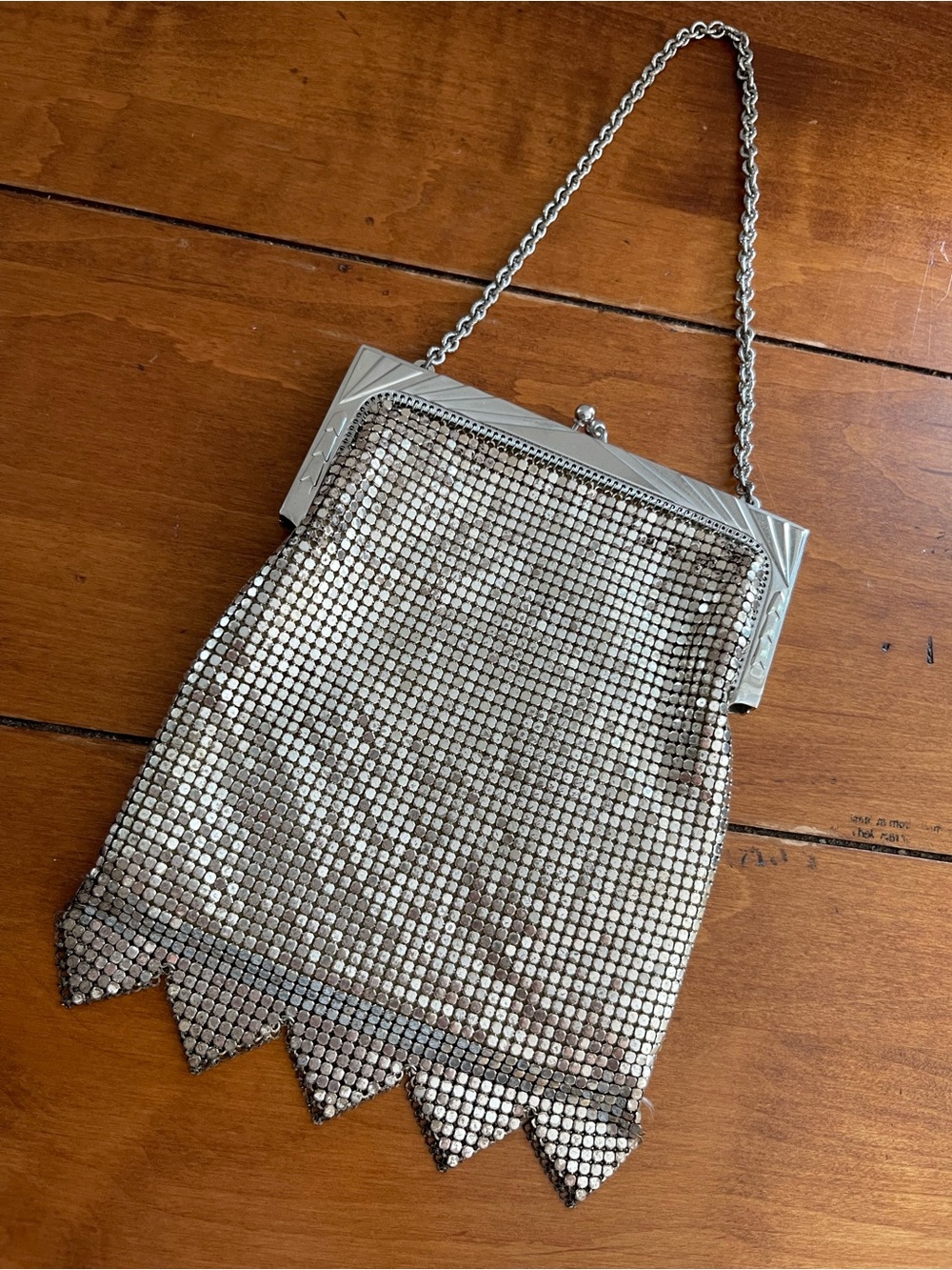 Vintage Whiting & Davis silver metal mesh evening bag